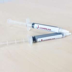 thermal paste in syringe for thermal management high performance by Compelma electromagnetic compatibility (CEM/EMI) and thermal management on electronic