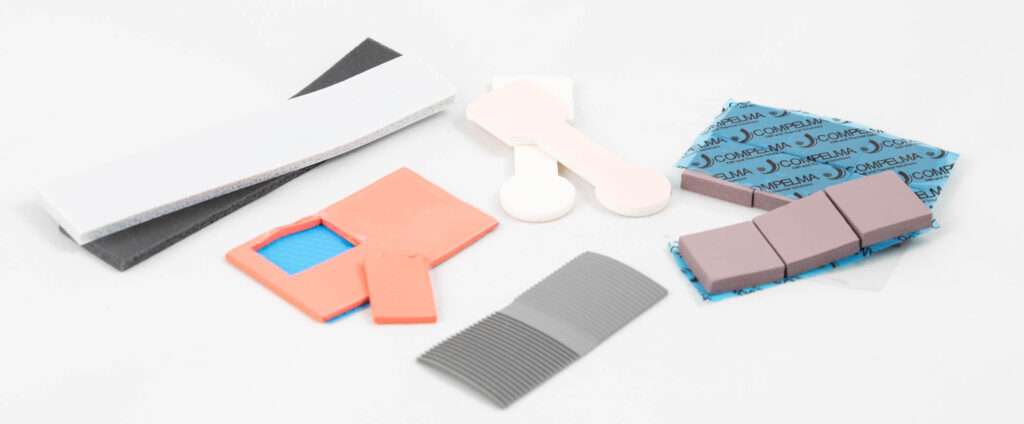 Thermal interface material custom cut by Compelma electromagnetic compatibility (CEM/EMI) and thermal management on electronic